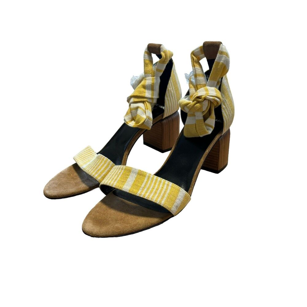 Pierre Hardy X Lemlem Yellow Ankle Tie Sandal Heel Size 38